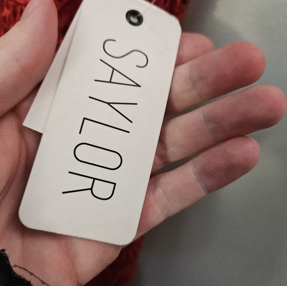 Saylor Anthropologie Large Ciara Sequined Scallop Lace Open-Back Dress in Red - Picture 4 of 9